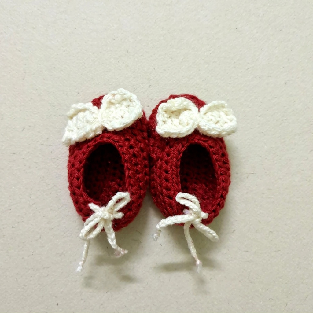 Red Baby Booties with Bow