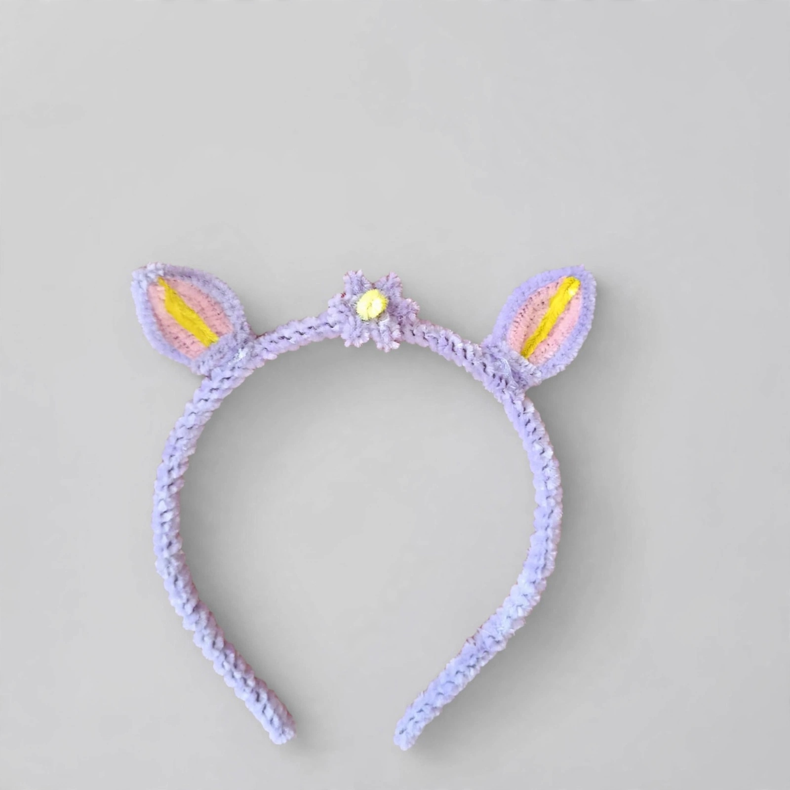 Bunny Hairband with Purple Flower & Bow