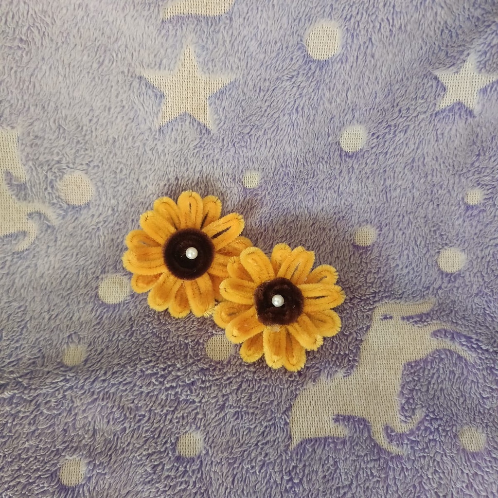 SUNFLOWER CLIPS (Yellow with Pearl) - Set of 2